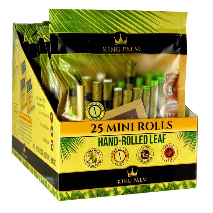 King Palm 25 Mini Rolls w/ Boveda (Box of 8) - Quecan