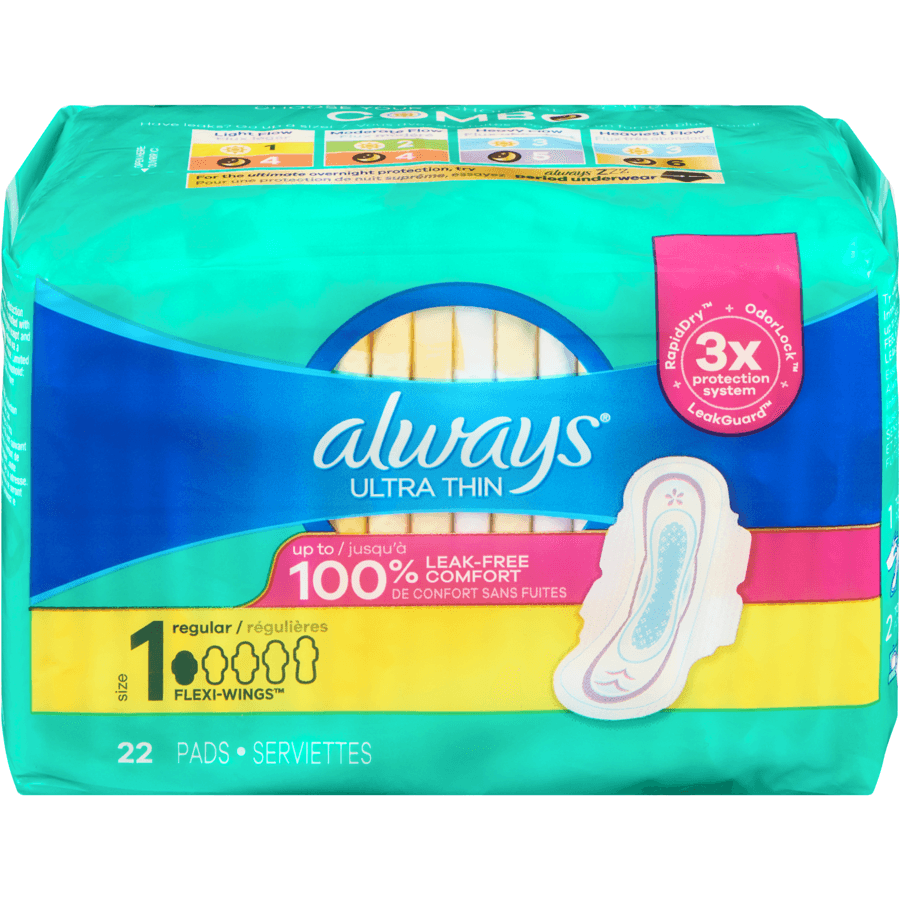 Always Ultra Thin Size 1 Regular Flexi Wings 22 Pads - Quecan