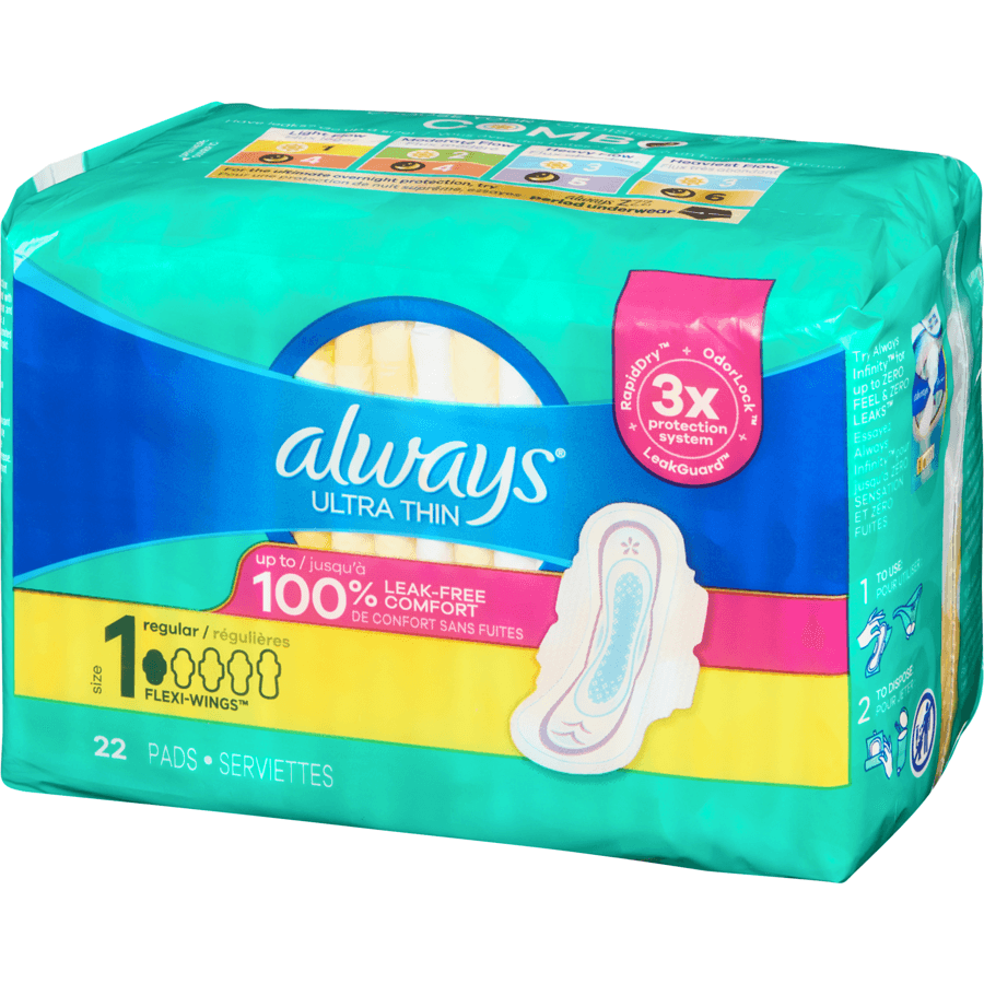 Always Ultra Thin Size 1 Regular Flexi Wings 22 Pads - Quecan