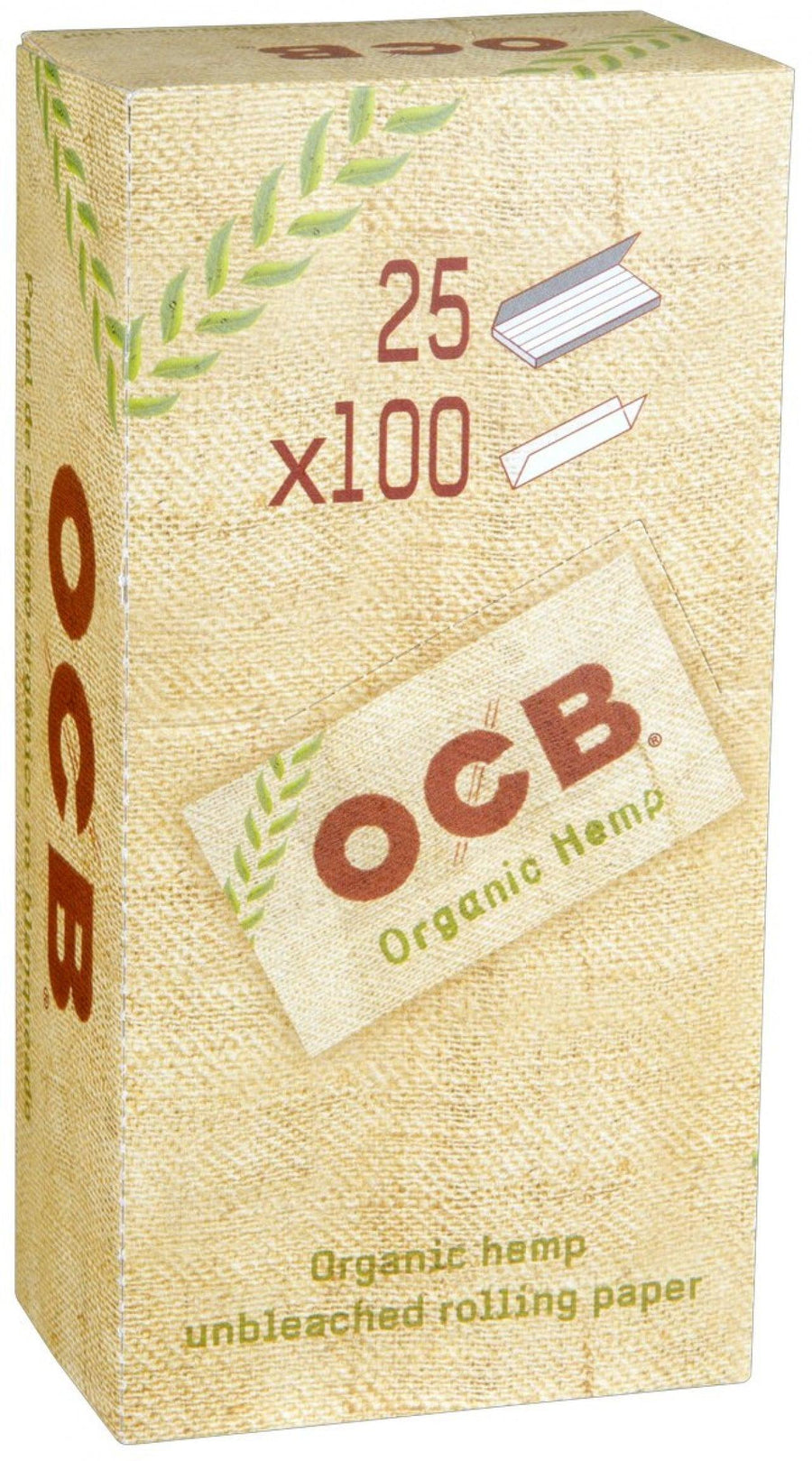 OCB Organic Hemp Single-Wide/Double Rolling Paper (Box of 25 Booklets) - Quecan