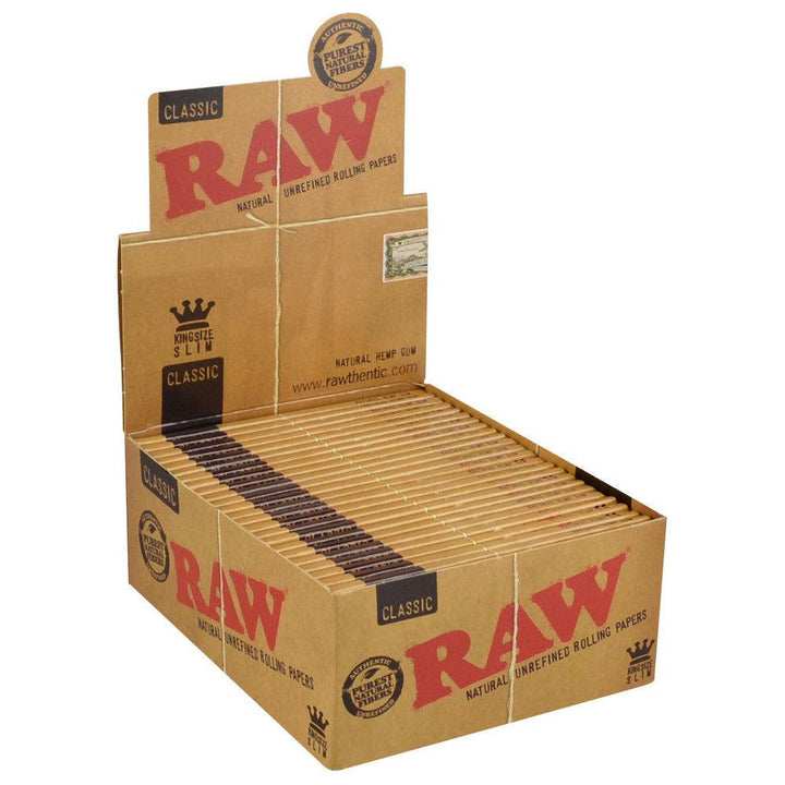 Raw Classic King Size Slim Rolling Paper (Box of 50 Booklets) - Quecan