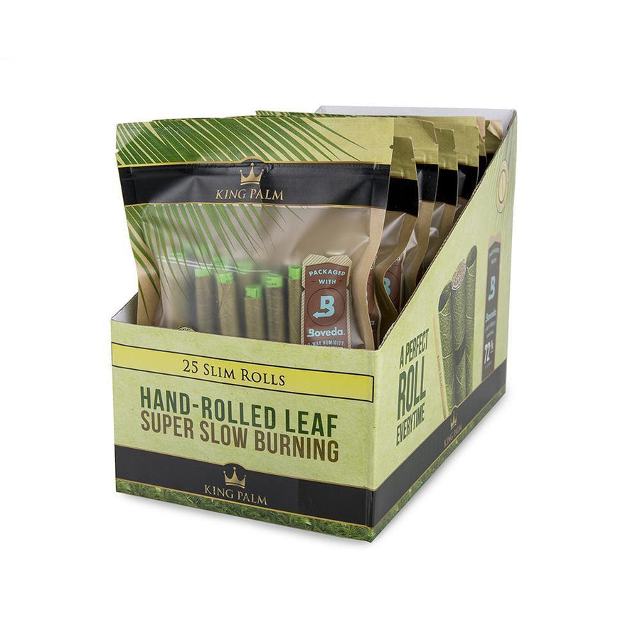 King Palm 25 Slim Rolls w/ Boveda (Box of 8) - Quecan