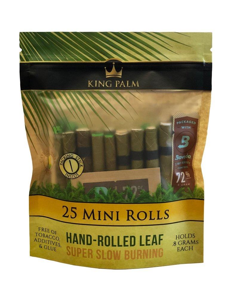 King Palm 25 Mini Rolls w/ Boveda (Box of 8) - Quecan