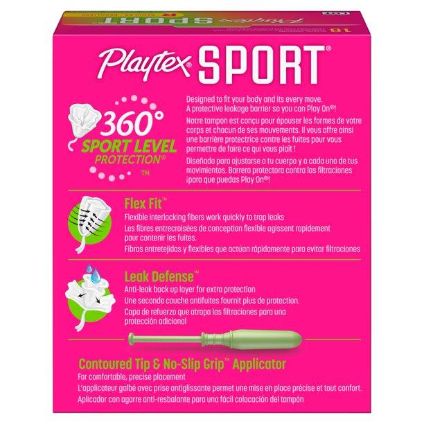 Playtex Sport Fragrance Free Plastic Tampons (Box of 18) Regular - Quecan