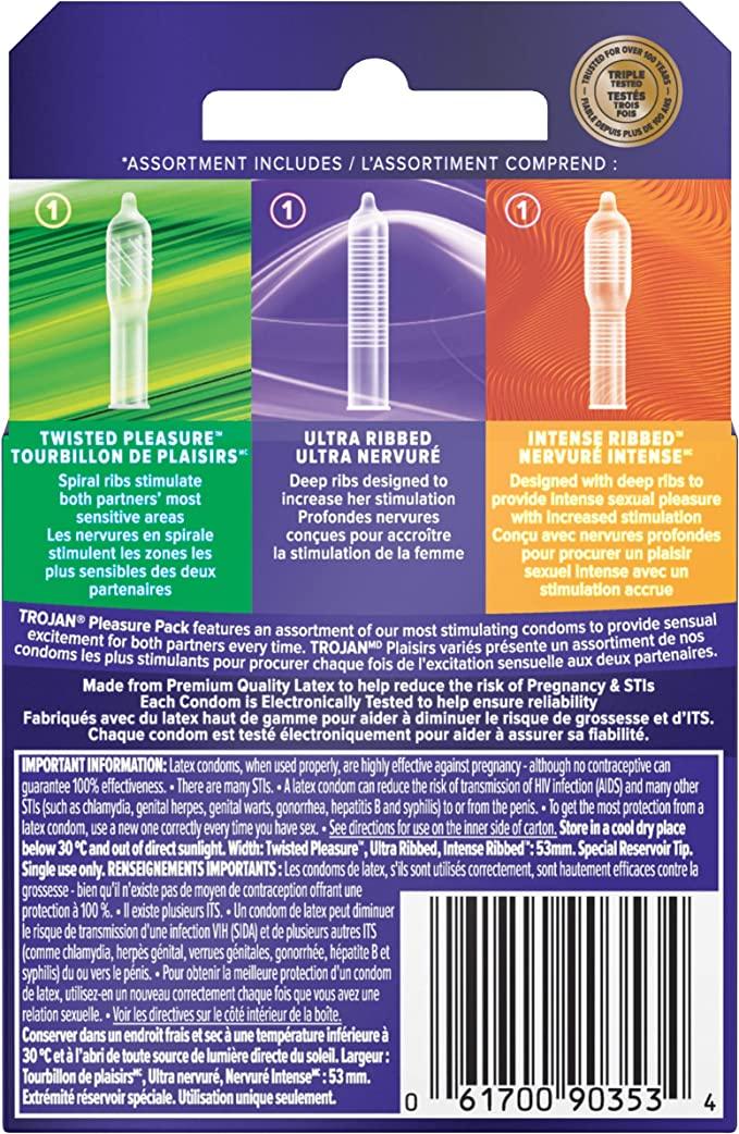 Trojan Condoms - Pleasure Pack (Pack of 6) - Quecan