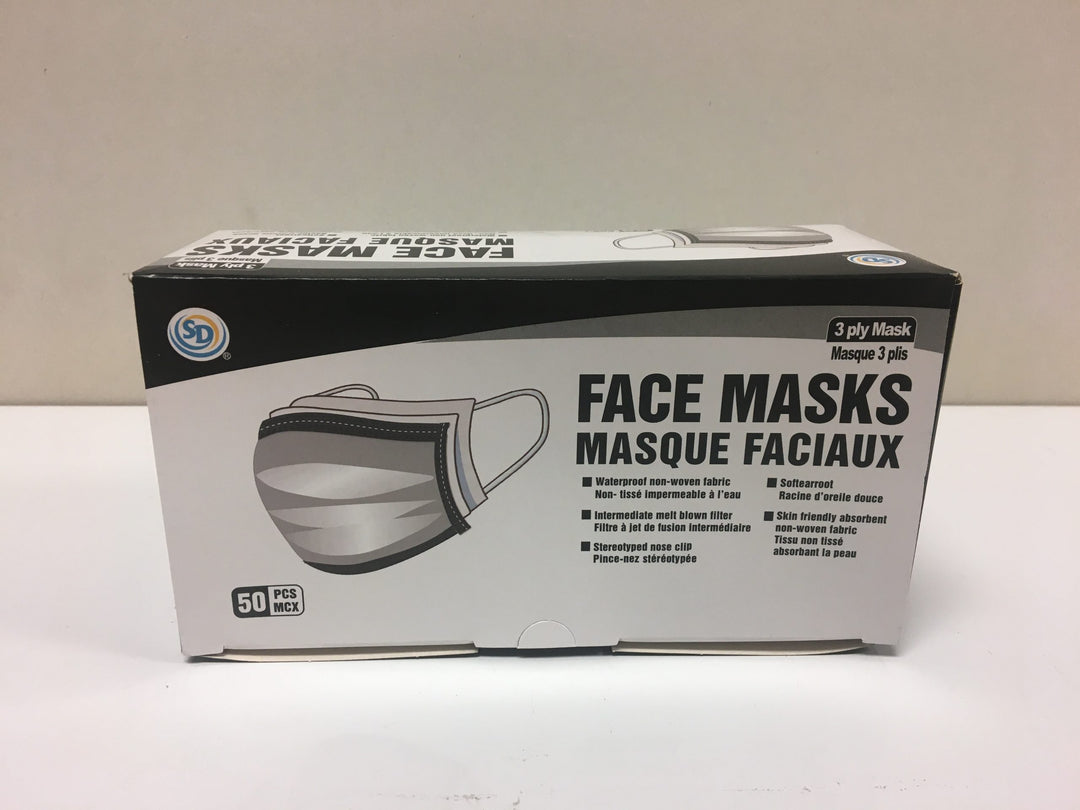 Face Mask black Disposable (Box of 50) - Quecan