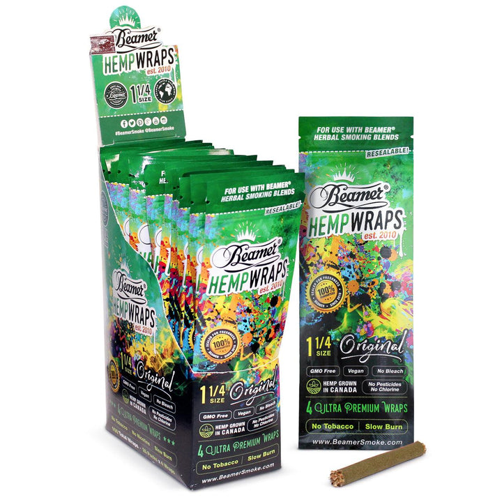 Beamer 1 1/4 Size Vegan 4 Hemp Wraps (Box of 25) - Quecan