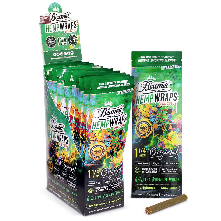 Beamer 1 1/4 Size Vegan 4 Hemp Wraps (Box of 25) - Quecan