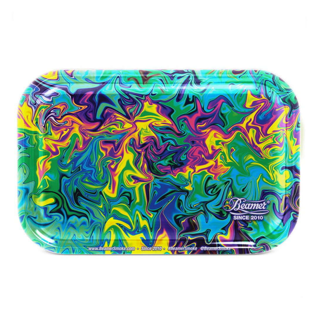 Beamer Medium Metal Rolling Tray - Dark Trippy (10.75” X 6.25”) - Quecan