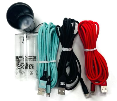Space Electronics Quick Charge (Single) USB to Lightning/iPhone Cable Charger - 3 Meter - Quecan