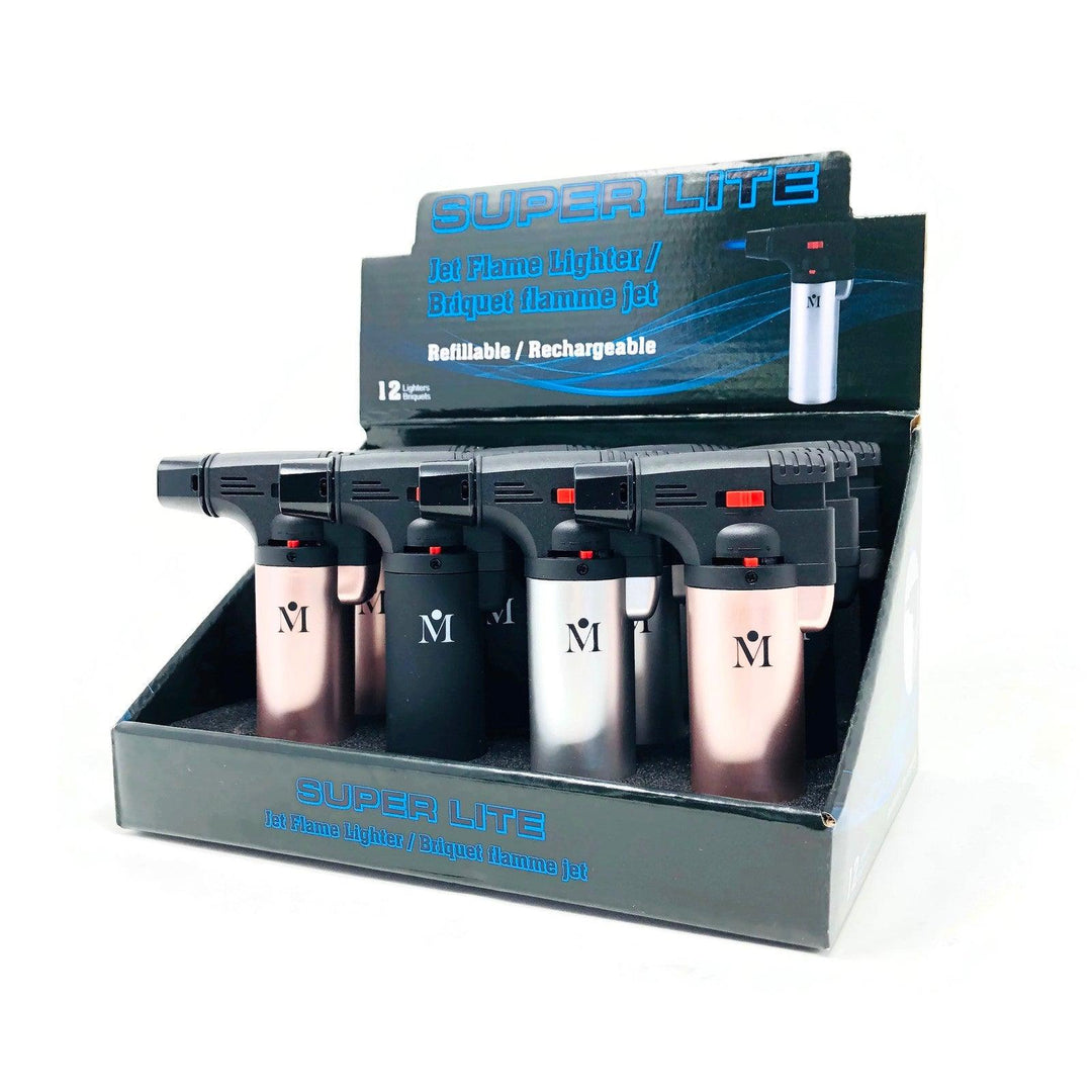 Super Lite Jet/Torch Flame Lighter (Box of 12) Mini - Quecan