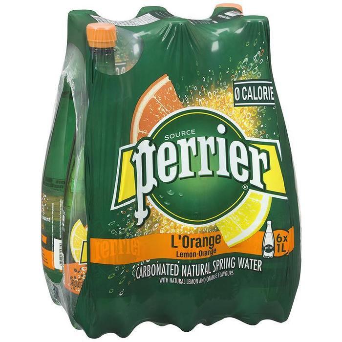 Perrier Carbonated Natural Spring Water - Orange (6 x 1L) - Quecan