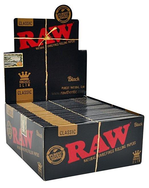 Raw Classic Black King Size Slim Rolling Paper (Box of 50 Booklets) - Quecan