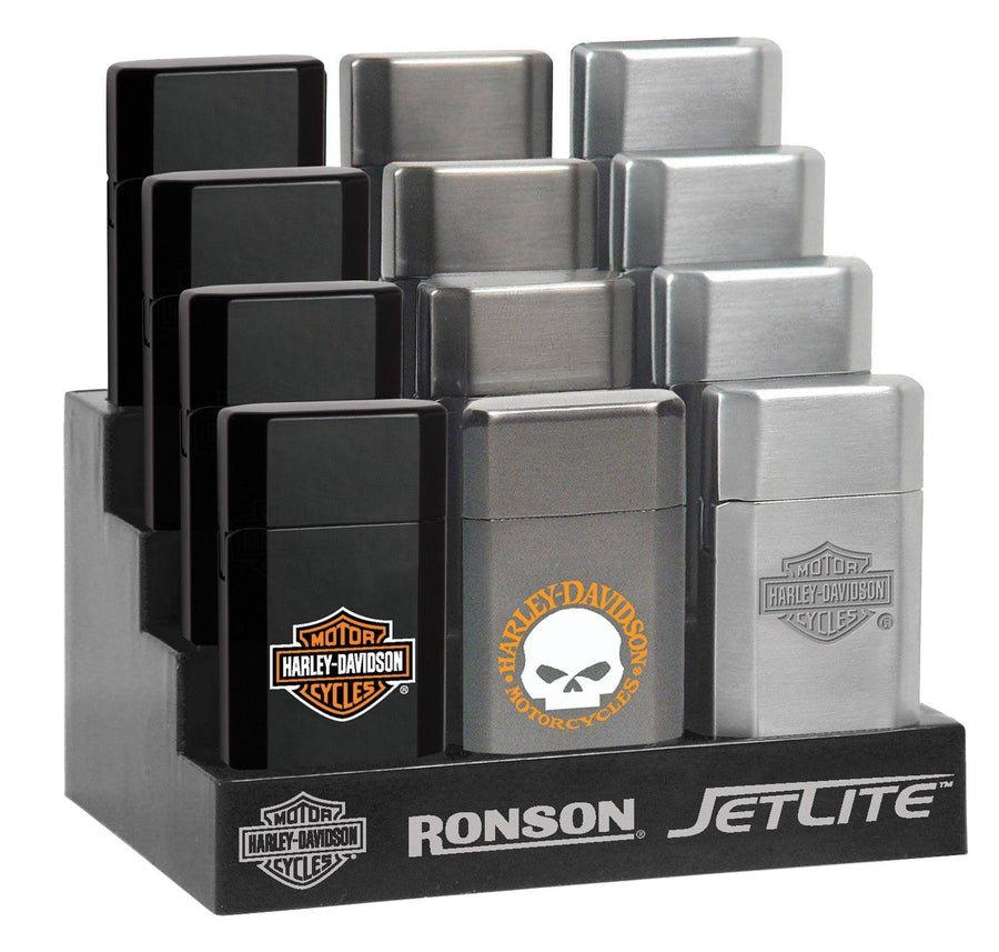 Ronson Jetlite Harley Davidson Lighters (Box of 12 Lighters) - Quecan