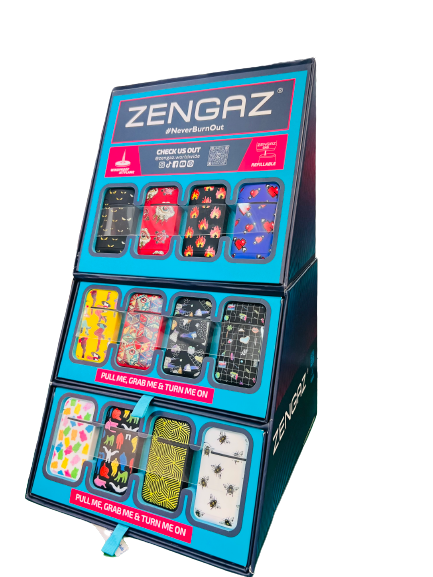 Zengaz Wing  (ZL-13) Jet Rubberized Cube Lighter (Box of 48) - Quecan