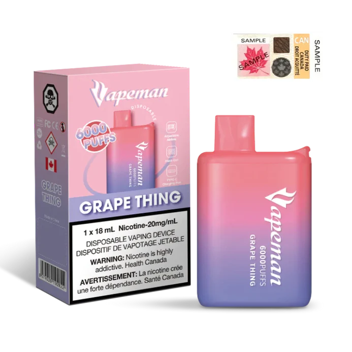 VAPEMAN 6000 Puffs Disposable Device - (20mg/ml) (STAMPED) - Quecan