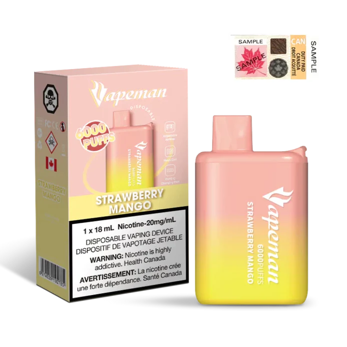 VAPEMAN 6000 Puffs Disposable Device - (20mg/ml) (STAMPED) - Quecan