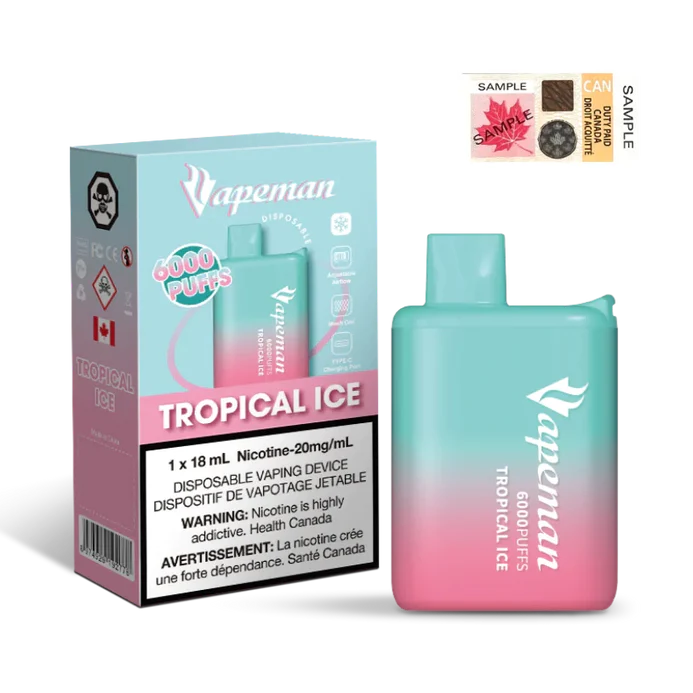 VAPEMAN 6000 Puffs Disposable Device - (20mg/ml) (STAMPED) - Quecan