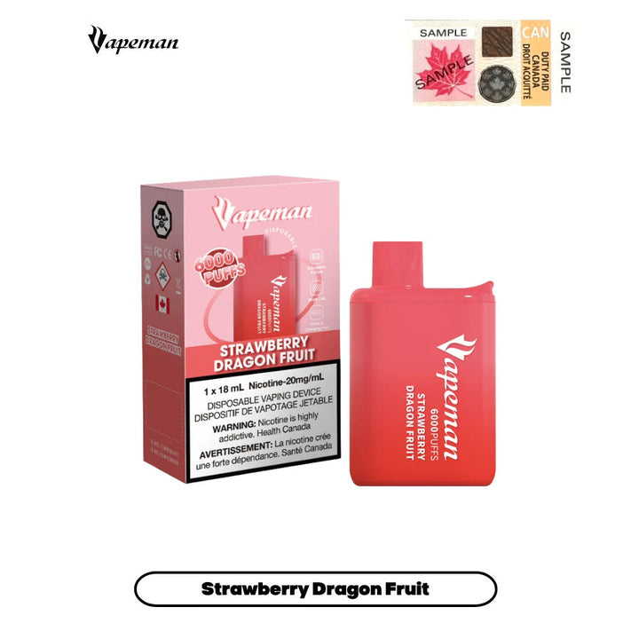 VAPEMAN 6000 Puffs Disposable Device - (20mg/ml) (STAMPED) - Quecan