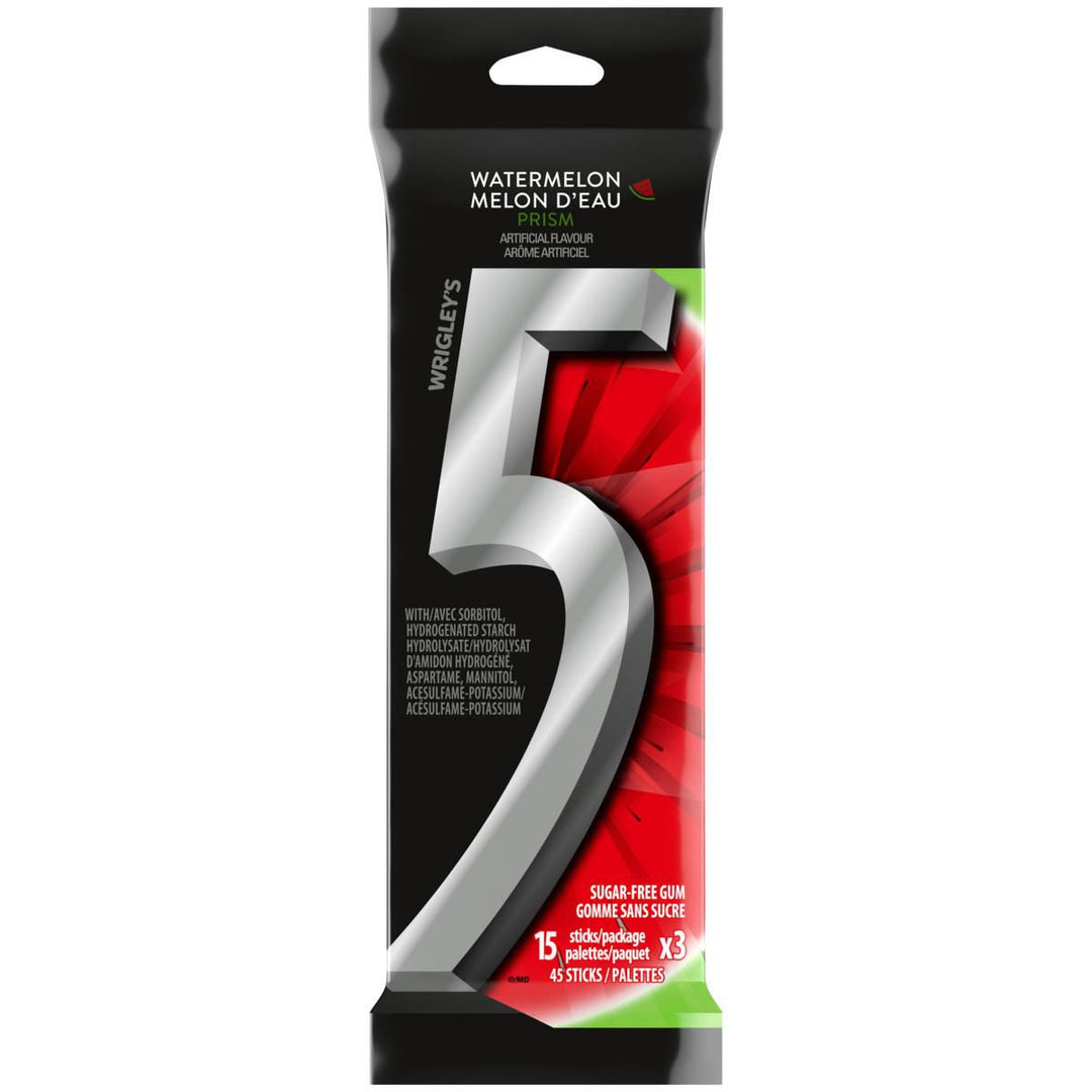 Wrigley's 5 Watermelon Prism Sugar Free Gum (15 x 3pc) - Quecan