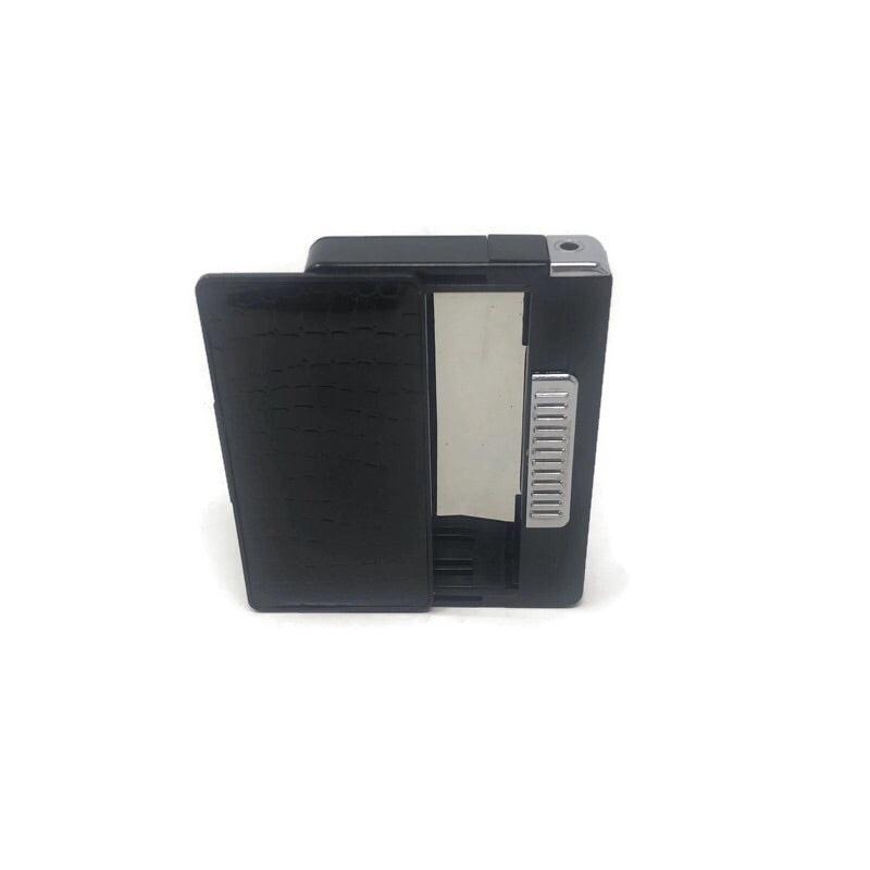 Crocodile Black Leather Skin Cigarette Case and Lighter - Quecan