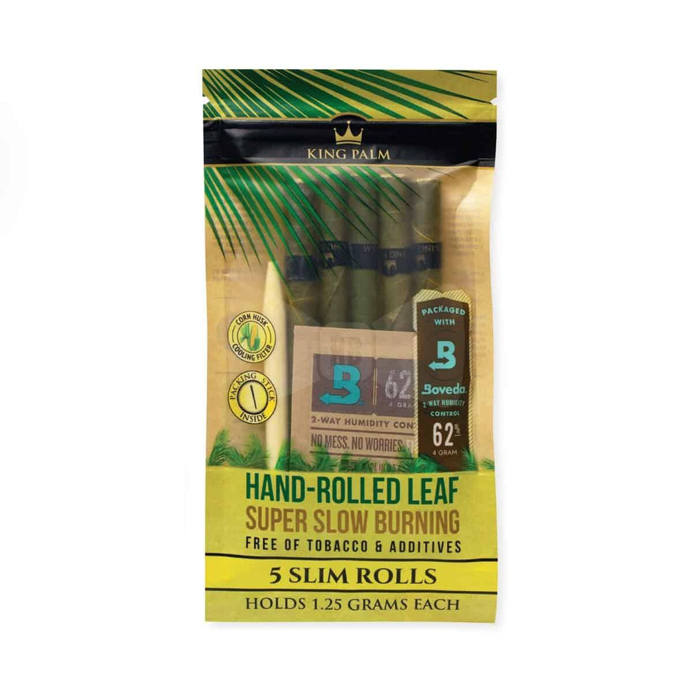 King Palm 5 Slim Size Rolls w/ Boveda (Box of 15) - Quecan