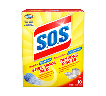 Clorox S.O.S. Steel Wool Pads (Box of 10 Pads) - Quecan