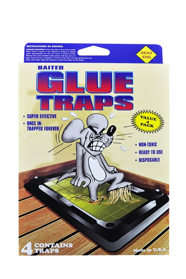 Dead End Baited Mouse Glue Trap (Pack of 4) - Quecan