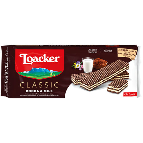 Loacker Classic Cocoa &amp; Milk Wafer Cookies (175g)