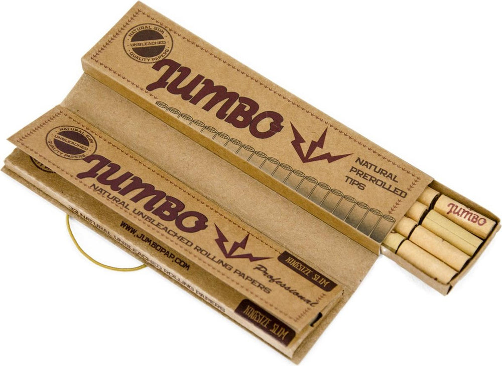 Jumbo Natural King Size Slim + Prerolled Tips (Box of 24) - Quecan