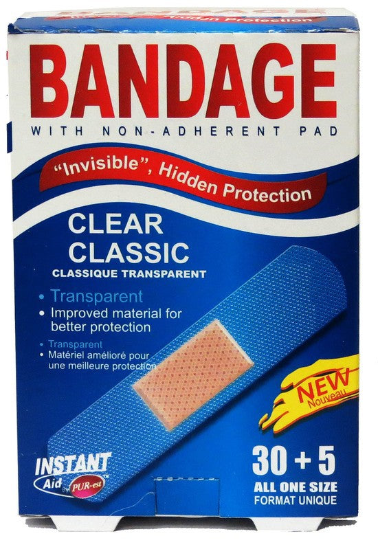 Instant Aid Bandages (30+5 Clear) (Pack of 24) - Quecan