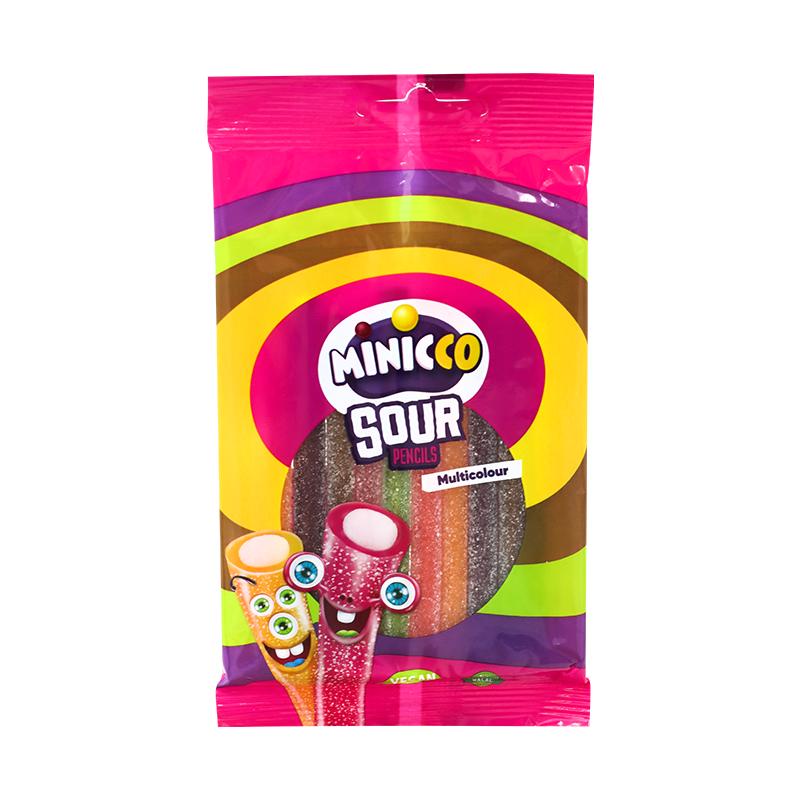 Minicco Multicolor Sour Pencil Vegan (12x70g) - Quecan