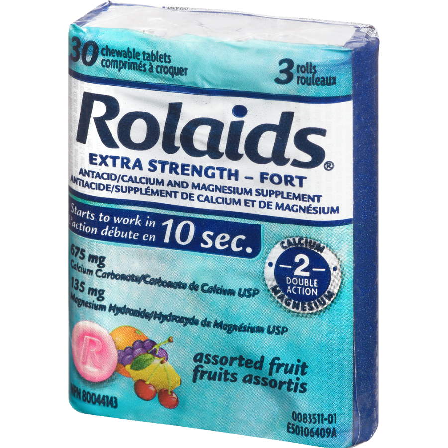 Rolaids Extra Strength Assorted Fruits Antacid Chewable Tablets 30ct - Quecan