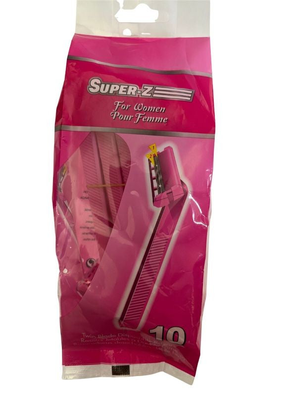 Super Z Women Twin Blade - Pink (Pack of 10) - Quecan