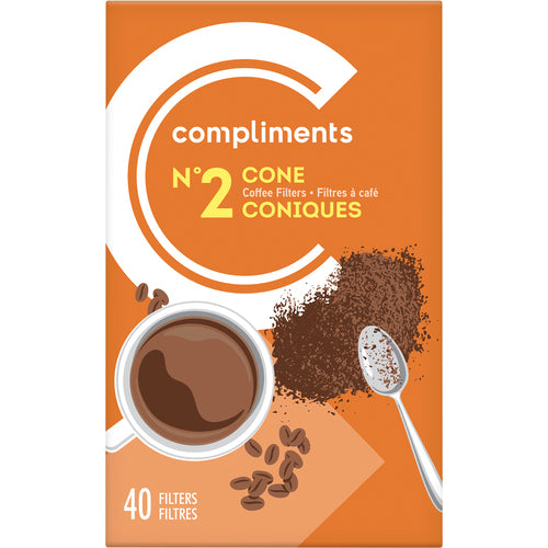Compliments Coffee Cone Filters - No. 2 (40 Filters) - Quecan