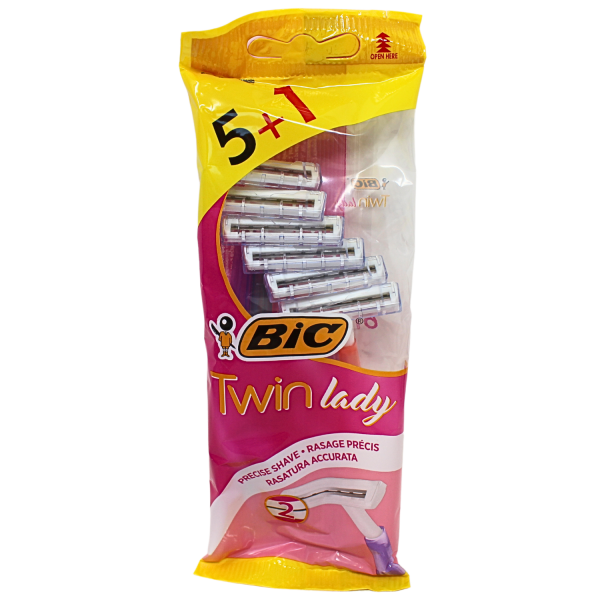BIC Disposable Razors Lady Sensitive Twin Blade (Pack of 5 + 1 ) - Quecan