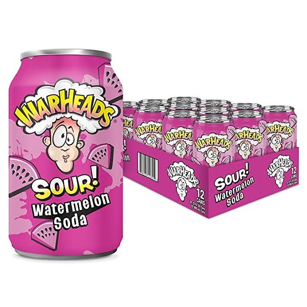 Warheads Watermelon Sour Soda (12x330ml) (Can Dep) - Quecan