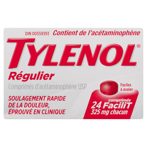 Tylenol Regular Strength Caplets Acetaminophen Tablets USP 325mg 24ct ( 6 Pack ) - Quecan