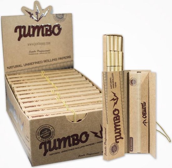 Jumbo Natural King Size Slim + Prerolled Tips (Box of 24) - Quecan