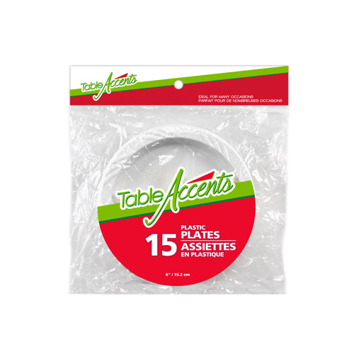 Table Accents - Plastic Plates Small (Bag of 15 x 15.2cm) - Quecan