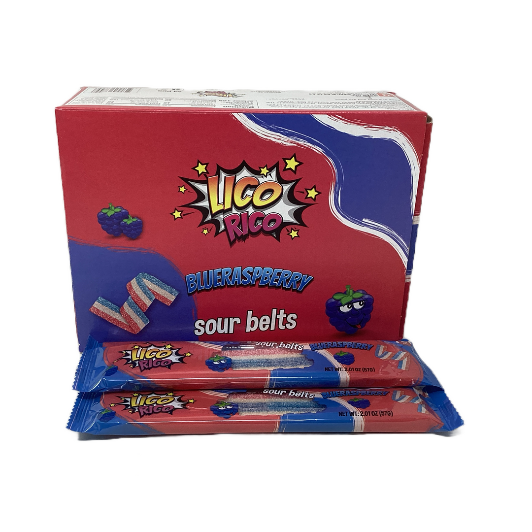 Lico Rico Sour Belt Candy (Box of 24) - Quecan