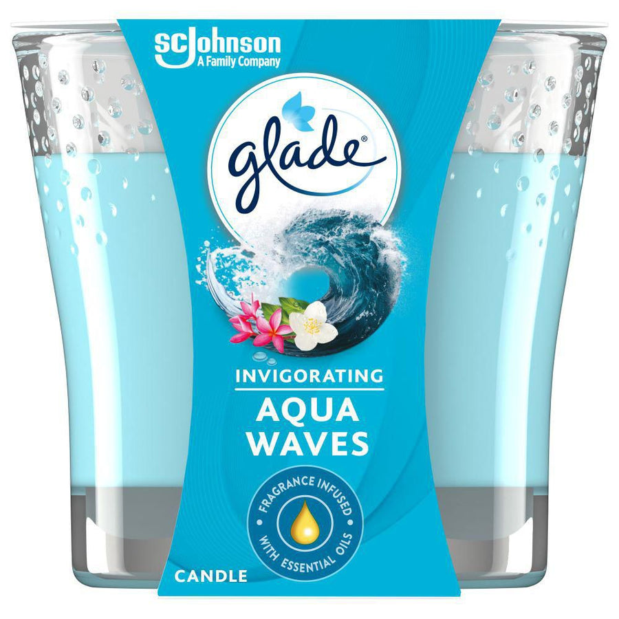 Glade Glass Candle Invigorating - Aqua Waves - Quecan