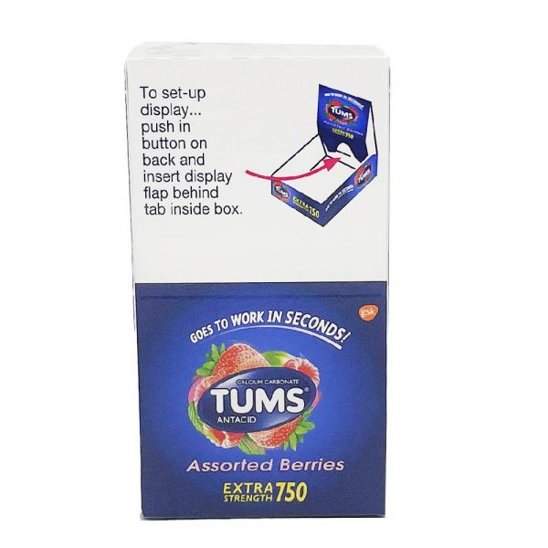 Tums (12pk X 8ct) Chewable X-Str. 750 Antacid TAB ASSTD BERRIES