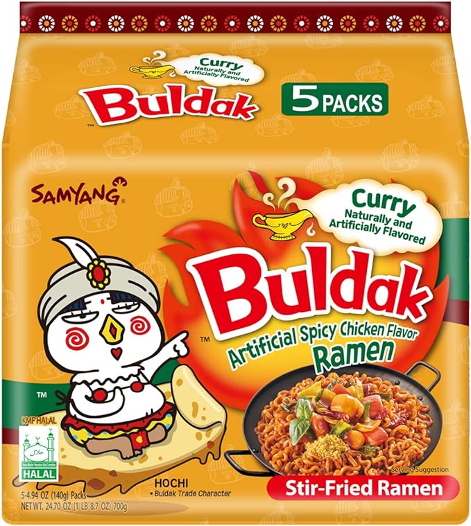 Samyang Buldak Curry Hot Spicy Ramen Noodle Soup (Pack of 5)