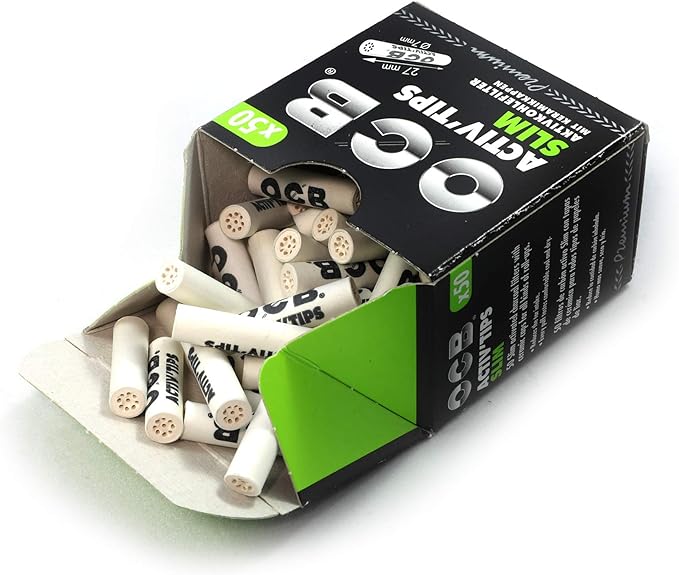 OCB ACTIV'TIPS Slim Charcoal Filters (Box of 50) - Quecan
