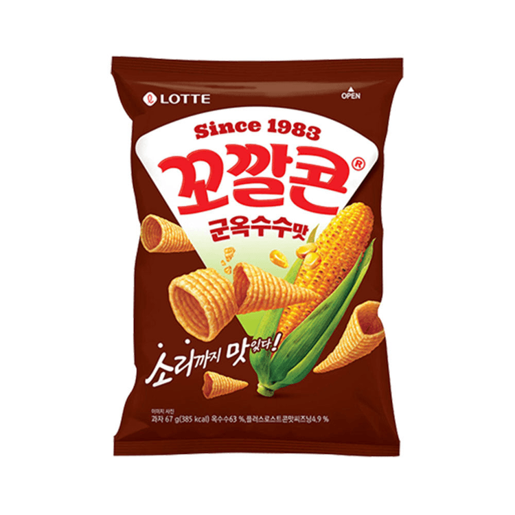 Lotte Kkokkalcorn Roasted Corn Chips (12 x 67g)