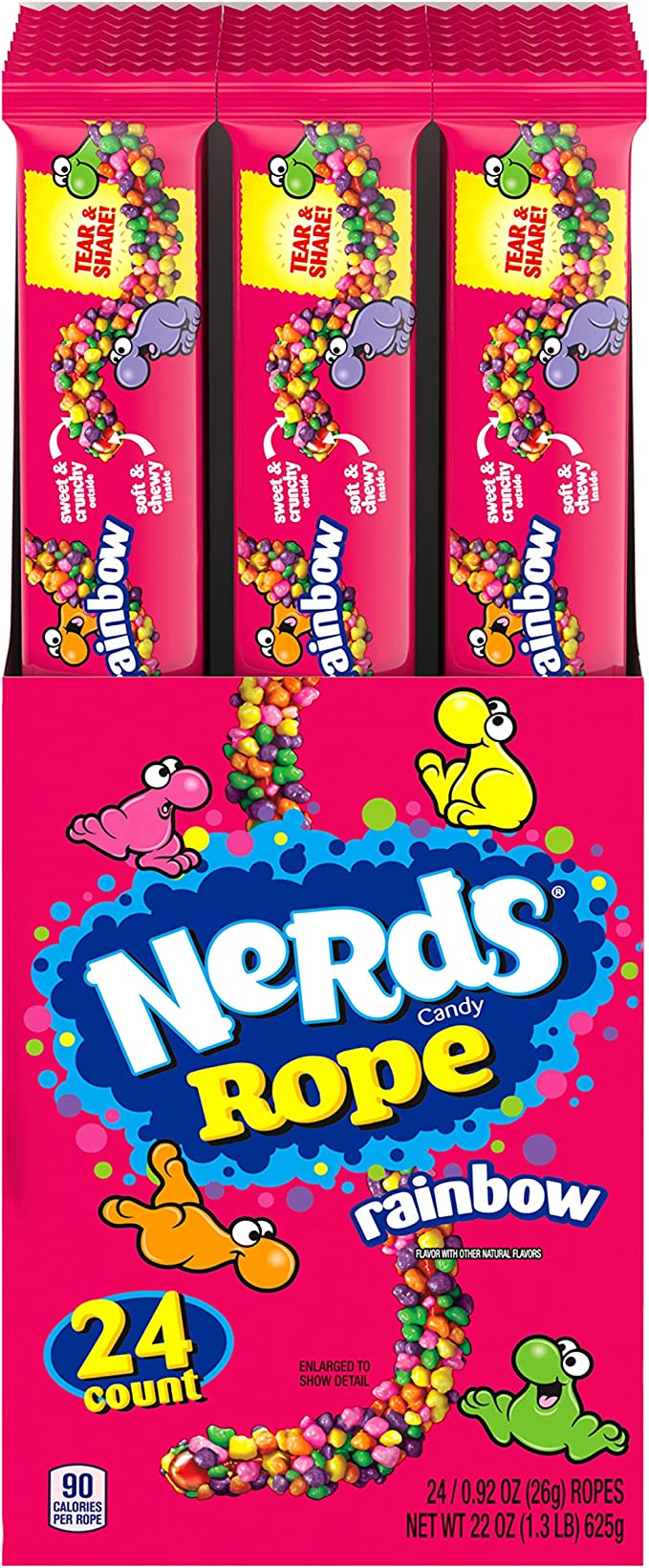 Nerds Candy - Rainbow Rope (Box of 24 Units x 26g) - Quecan