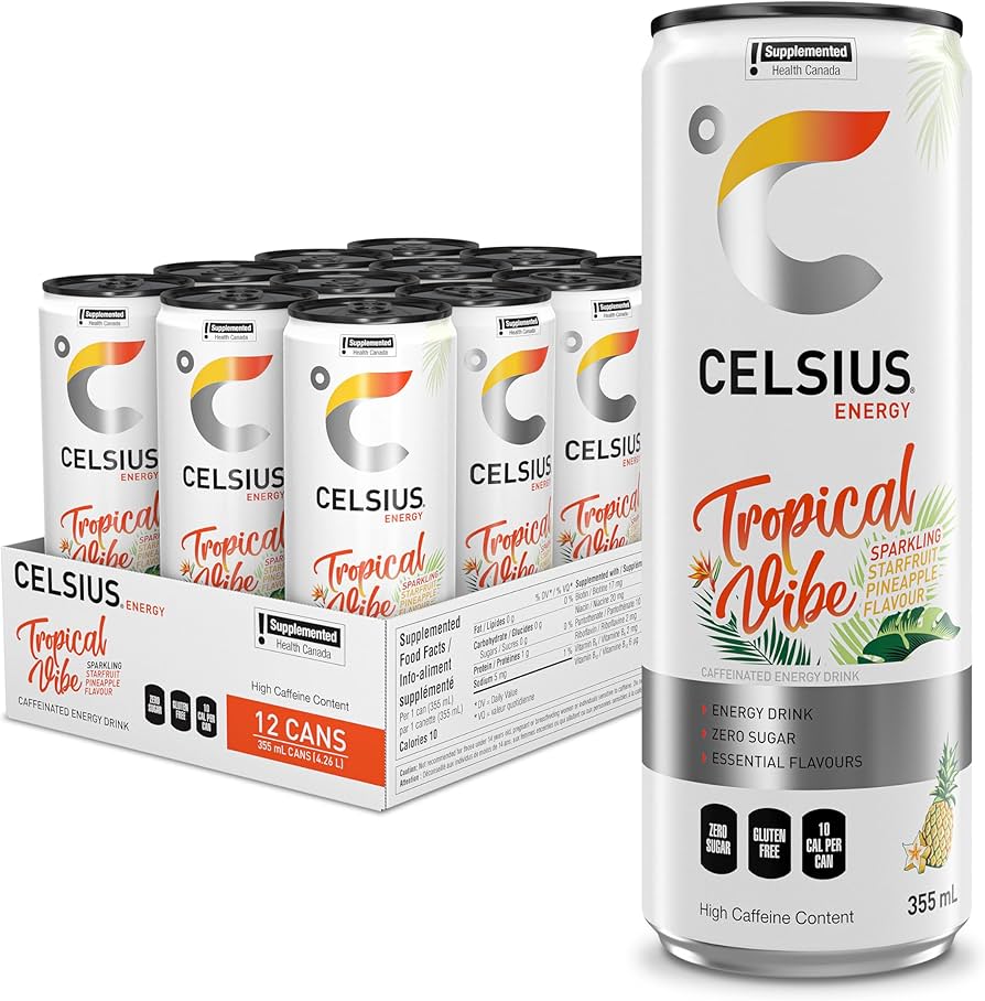 Celsius Energy Drink Tropical Vibe (12 x 355mL) (Can Dep.) - Quecan