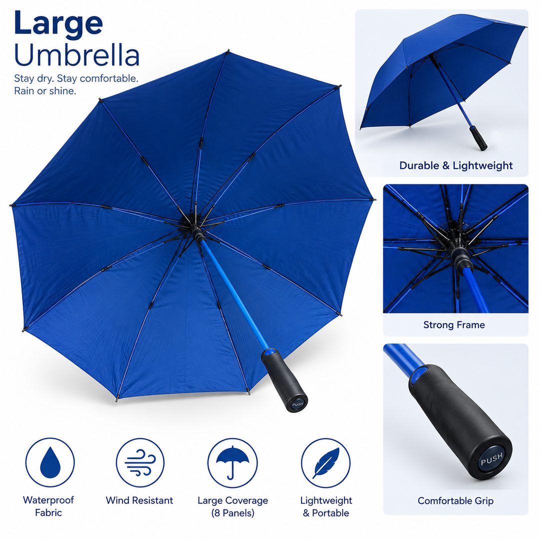 Auto Open Umbrella – Black Outside, Blue Inside –