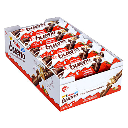 Barre de chocolat crémeuse croustillante Kinder Bueno (boîte de 20 x 43 g)